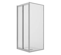 Idralite Cabine de Douche Angulaire 75x90CM H185 Verre Transparent Fixe+Saloon 2 Portes Pivotantes 90 Mod. Clint