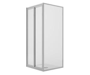 Idralite Cabine de Douche Angulaire 75x90CM H185 Verre Transparent Fixe+Saloon 2 Portes Pivotantes 90 Mod. Clint