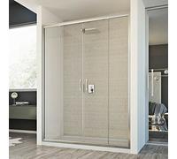 Idralite Paroi de douche Young pour niche 2 portes coulissantes verre transparent 117–181 cm