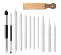 IDRBEH 12 Estompeur Dessin Ensemble, Outils de Dessin pour Croquis, 6 Estompes à Double Extrémité, 3 Crayon Estompeur Dessin pour Artistes, 2 éponges à Estomper, 1 Taille-Crayon pour Papier de Verre