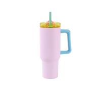 IDRINK - Bouteille isotherme pour voyage, 1,2 l avec poignée et paille (Rose)