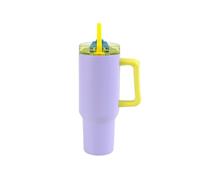 IDRINK - Bouteille isotherme pour voyage, 1,2 l avec poignée et paille (Violet)