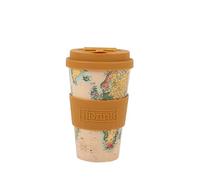 IDRINK® - Tasse à café RPET avec bouchon en silicone ouvrant, facile à porter 435 ml, Mug à emporter en plastique recyclé 8.7 x 8.7 x 15 cm ergonomique 435 ml (OLD MAP)