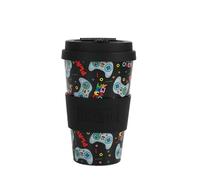 IDRINK®- Tasse à café en RPET avec ouverture et bouchon en silicone, facile à transporter Tasse à emporter de 435 ml en plastique recyclé 8,7 x 8,7 x 15 cm 435 ml (Let's Play)