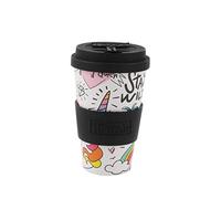 IDRINK® - Tasse à café RPET avec bouchon en silicone ouvrant, facile à porter 435 ml, Mug à emporter en plastique recyclé 8.7 x 8.7 x 15 cm ergonomique 435 ml (UNICORN)