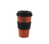 IDRINK® - Tasse à café RPET avec bouchon en silicone ouvrant, facile à porter 435 ml, Mug à emporter en plastique recyclé 8.7 x 8.7 x 15 cm ergonomique 435 ml (WOOD)