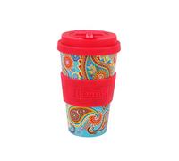 IDRINK®- Tasse à café en RPET avec ouverture et bouchon en silicone, facile à transporter Tasse à emporter de 435 ml en plastique recyclé 8,7 x 8,7 x 15 cm 435 ml (Paisley)