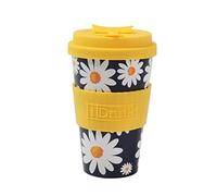 IDRINK® - Tasse à café RPET avec bouchon en silicone ouvrant, facile à porter 435 ml, Mug à emporter en plastique recyclé 8.7 x 8.7 x 15 cm ergonomique 435 ml (DAISY)