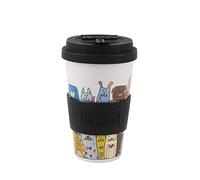 IDRINK® - Tasse à café RPET avec bouchon en silicone ouvrant, facile à transporter 435 ml, Mug à emporter en plastique recyclé 8.7 x 8.7 x 15 cm ergonomique 435 ml (STAY PAWSITIVE)