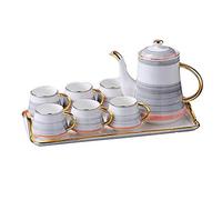 IDRRSPCP Ensemble de tasses à expresso, tasses à café, thé nordique en céramique, tasse créative, ensemble de bouilloire à fleurs de l'après-midi, gris-1,4 l