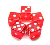 IDS Lot de 5 dés de craps de casino 19 mm Rouge cristal