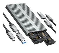 iDsonix Boitier SSD NVMe Double Baie USB C 3.2 Gen 2 10Gbps Adaptateur SSD M.2 Compatible avec M/B+M Key 2230/2242/2260/2280 SSDs, Tool-Free, 2x4TB