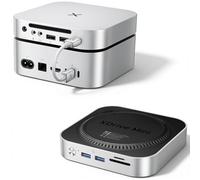 iDsonix Mac mini M4 Dock avec boîtier SSD M.2 NVMe/SATA, 2 ports USB-A 10 Gbit/s, 2 ports USB-A 5 Gbit/s, fente pour carte TF/SD, port audio 3,5 mm, station d'accueil pour Mac mini M4/M4 Pro - M4D1