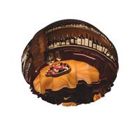idubi Bonnet de douche en forme de cave à vin rouge avec une double couche, maintient bien vos cheveux, que ce soit pendant la douche ou le bain.