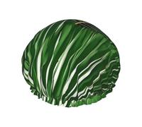idubi Bonnet de douche vert luxuriant avec une double couche de feuilles de palmier qui maintiennent bien vos cheveux, que ce soit pendant la douche ou le bain.