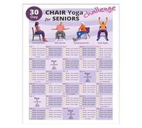 IDUTQUMW Accessible Yoga for Older Adults Poster - Chair Pose Sequence Chart, Health & Wellness Wall Decor for Home(Framed,08x12inch(20x30cm))