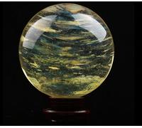 IDUTQUMW Citrine Crystal Sphere Ball, Feng Shui Transparent Quartz with Holder for Wealth and Protect The House, ball-100mm
