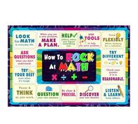 IDUTQUMW Math Motivation Poster: How To Rock At Math - Encouraging Classroom Wall Art for School, Teacher Gift Idea(Framed,12x18inch(30x45cm))