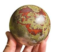 IDUTQUMW Polished Dragon Blood Stone Sphere,Green Gemstone Decorative Orbs, Quartz Crystal Ball Witchcraft Home Decor,40~45mm