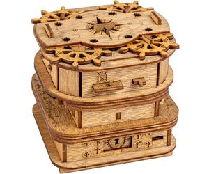 iDventure Cluebox - Coffre de Davy Jones - Puzzle 3D Escape Room Jeu - Boite en Bois - Cadeau Anniversaire Homme Original - Casse-tête- Adulte