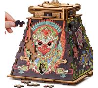 iDventure Cluepuzzle Pyramide Solaire - Boîte de Puzzle avec Puzzle Jigsaw - Jeu de Salle d'évasion - Coffret Cadeau - Coffre au trésor - Puzzle 3D en Bois - Puzzle séquentiel pour Adultes - Cadeau