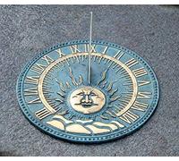 IDYL Horloge d'extérieur en bronze cadran solaire plat - Haute qualité et accrocheur | N° 6302 | Dimensions : 26 x 26 x 9 cm