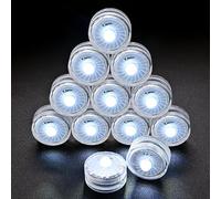 idyl light Lot de 12 bougies LED submersibles sans flamme, étanches à piles, lumières sous-marines pour vase, aquarium, fontaine, travaux manuels, décorations de fête de mariage