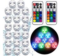 Idyl Light Lot de 20 mini bougies chauffe-plat LED avec télécommande - Étanche - Fonctionne avec piles - Pour vase, piscine, mariage, fête, décoration de la maison