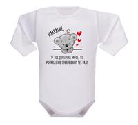 IDYLEA body bébé - annonce naissance - annonce grossesse - idée annonce grossesse - papa - papi - mamie - parrain - marraine - tonton - tatie - 0 à 1 mois, MARRAINE - MANCHES LONGUES