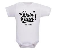 IDYLEA Body bébé blanc Ouin Ouin ! J'ai faim ! - Coton Oeko-Tex doux - Manches longues ou courtes - Cadeau original et rigolo