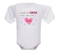 IDYLEA Body bébé Désolé les filles, mon cœur est à maman ou à papa - Coton bio certifié - Body humoristique et tendre - Manches courtes ou longues