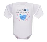 IDYLEA Body bébé Désolé les filles, mon cœur est à maman ou à papa - Coton bio certifié - Body humoristique et tendre - Manches courtes ou longues