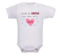 IDYLEA Body bébé Désolé les filles, mon cœur est à maman ou à papa - Coton bio certifié - Body humoristique et tendre - Manches courtes ou longues