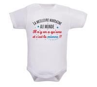 IDYLEA Body Bébé écriture - Mamie - Cadeau bébé naissance unisexe - Humour - coton - 2-3 mois, MARRAINE - MANCHES COURTES