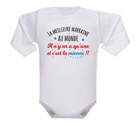 IDYLEA Body Bébé écriture - Mamie - Cadeau bébé naissance unisexe - Humour - coton