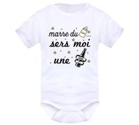 IDYLEA Body Bébé Humoristique - humour - Cadeau naissance original - Marre du lait sers moi une biere - idéé cadeau bébé - 3-6 mois, MANCHES COURTES