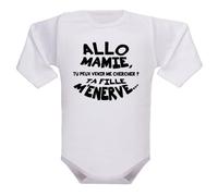 IDYLEA Body bébé humour Allô Mamie, ta fille m’énerve - Cadeau rigolo - Coton Oeko-Tex®