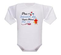IDYLEA Body bébé humour - Pas besoin de super-héroïne, moi j’ai (au choix : marraine, maman, tatie...) - Coton blanc Oeko-Tex - Cadeau original naissance
