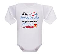 IDYLEA Body bébé humour - Pas besoin de super-héroïne, moi j’ai (au choix : marraine, maman, tatie...) - Coton blanc Oeko-Tex - Cadeau original naissance