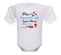 IDYLEA Body bébé humour - Pas besoin de super-héroïne, moi j’ai (au choix : marraine, maman, tatie...) - Coton blanc Oeko-Tex - Cadeau original naissance