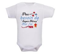 IDYLEA Body bébé humour - Pas besoin de super-héroïne, moi j’ai (au choix : marraine, maman, tatie...) - Coton blanc Oeko-Tex - Cadeau original naissance