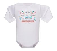 IDYLEA Body bébé humour - Un jour ma princesse viendra et (au choix : papa ou maman) s’en chargera - Coton blanc Oeko-Tex - Cadeau naissance original
