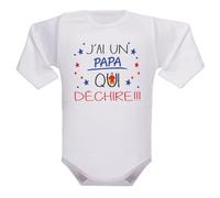 IDYLEA Body bébé « J’ai un Papa qui déchire » - Cadeau naissance ou fête - 100% coton - Message drôle et affectueux - Variantes disponibles