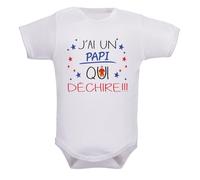 IDYLEA Body bébé « J’ai un Papa qui déchire » - Cadeau naissance ou fête - 100% coton - Message drôle et affectueux - Variantes disponibles