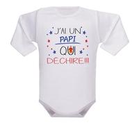 IDYLEA Body bébé « J’ai un Papa qui déchire » - Cadeau naissance ou fête - 100% coton - Message drôle et affectueux - Variantes disponibles