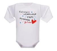 IDYLEA Body bébé « Meilleur Papa du Monde » - Cadeau fête des pères ou naissance - 100% coton - Message d’amour touchant - Variantes disponibles