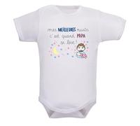 IDYLEA Body bébé Mes meilleures nuits, c’est quand Papa se lève ! - Humour papa bébé - Coton Oeko-Tex - Manches longues ou courtes