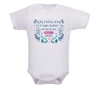 IDYLEA Body bébé message d’amour - Je t’aime (maman, papa, papi ou mamie) - Coton blanc Oeko-Tex - Cadeau tendre et original