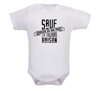 IDYLEA Body bébé Sauf erreur de ma part, j’ai toujours raison - Humour et caractère - Manches longues - Coton certifié Oeko-Tex