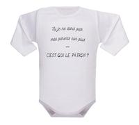 IDYLEA Body bébé Si je ne dors pas, mes parents non plus - C’est qui le patron ? - Humour sommeil - 100% coton - Manches longues ou courtes
